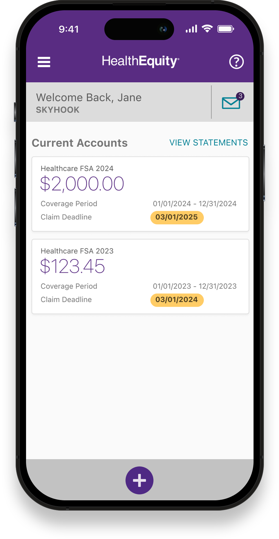 HealthEquity's mobile app on phone showing a user's HSA balance